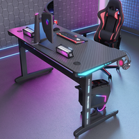 Escritorio para Juegos YZ de Nuevo Diseño con Luces RGB, Estante Extensible, Fácil de Montar, para Hogar y Oficina, para Gamers