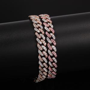 Iced Out 9 millimetri Del Bambino Blu CZ Cubano <span class=keywords><strong>Collana</strong></span> Della Catena A maglia Due Tono Zircone Braccialetto del Diamante di Bling Bling Hip Hop monili delle donne - Product Image 4
