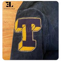 LARSUR Blouson de détresse vintage personnalisé veste universitaire en velours côtelé pour hommes broder Chenille Applique Crop Baseball Letterman vestes