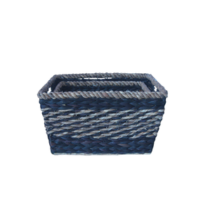 Panier de rangement vietnamien fait à la main élégant jacinthe d'eau tissé marine motif torsadé naturel usage domestique - Product Image 3