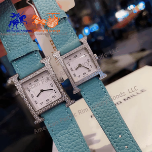 Montre analogique de luxe pour femme H Brand 2025, cadran carré en cristal, bracelet en cuir, mouvement chronographe, offre ODM - Product Image 1