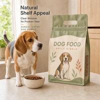 Sac à fond plat personnalisé avec soufflet latéral pour aliments pour chiens, pochette refermable à fermeture éclair, résistante à l'humidité, de qualité alimentaire pour aliments secs pour animaux de compagnie