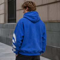 Sweat à capuche zippé personnalisé avec impression Splash Ink, veste à capuche oversize délavée avec fermeture éclair intégrale, logo personnalisé pour style urbain