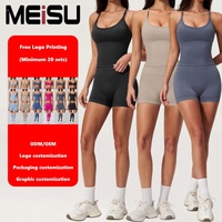 Ensemble de yoga personnalisé avec logo, ensemble de vêtements de sport sans couture pour femmes, débardeur d'entraînement et short froncé, fabricant OEM
