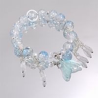Bracelet Fantaisie en Perles de Verre Cristal Popcorn avec Pendentif Goutte et Breloque Queue de Poisson pour Filles, Femmes, Étudiantes – Bracelets d'Amitié, Cadeau Bijou