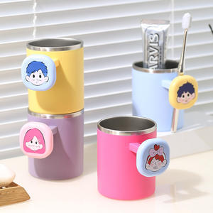 แก้วแปรงสีฟันสแตนเลส KJH แบบสองชั้น 450 มล. ลายการ์ตูน สำหรับคู่รัก ใช้ในบ้าน สไตล์โมเดิร์น แบบตั้งโต๊ะ - Product Image 4