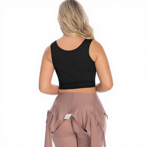 Sujetador sin mangas de alta compresión personalizado con cierre frontal, sin costuras, moldeador, con tirantes anchos y cierre de corchetes, ideal para verano, de nailon. - Product Image 4