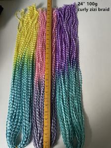 Extensions de cheveux synthétiques en fibre haute température, tressées au crochet, bouclées Zizi, teintes, double trame, 24 pouces, 100g, Tiniest Box Twist - Product Image 3