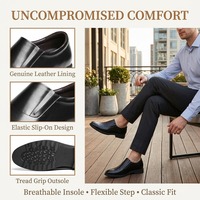 Chaussures de ville pour hommes en cuir véritable noir, légères, respirantes et confortables, à enfiler, avec logo personnalisé OEM, vente en gros