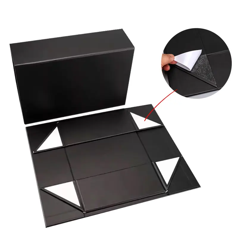 Scatola regalo di carta magnetica pieghevole in cartone rigido vuota con chiusura magnetica personalizzata per scarpe nere pieghevole con Logo