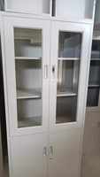 Armoire de rangement multifonctionnelle à 2 tiroirs, armoire de bureau en acier avec porte en verre, casiers métalliques