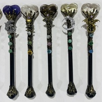 Baguette Magique en Cristal Faite à la Main en Citrine Naturelle, Quartz Clair, Améthyste, Obsidienne en Forme de Cœur avec Manche en Bois pour Cadeau – Vente en Gros