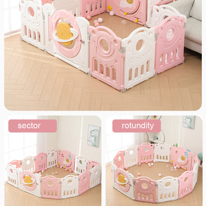 Clôture modulaire pour aire de jeux intérieure, piquets blancs et roses, panneaux <span class=keywords><strong>en</strong></span> plastique - Product Image 6