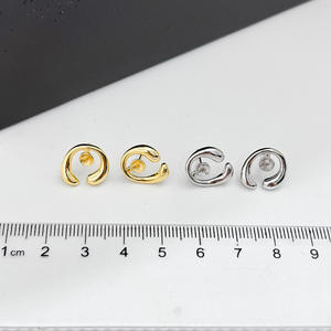 Accessoires en argent S925 pour la création de bijoux, boucles d'oreilles simples avec perles rondes de 6 à 8 mm, plateau vide 22301, accessoire de bijouterie tendance - Product Image 4