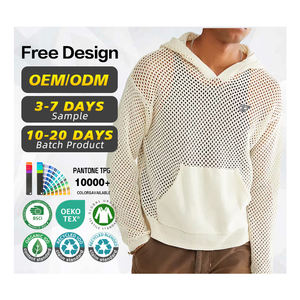 Fabricante de Suéteres con Certificación BSCI, Diseño Personalizado con Logotipo, Sudadera con Capucha de Algodón para Hombre, Ligera, Calada, de Crochet - Product Image 1