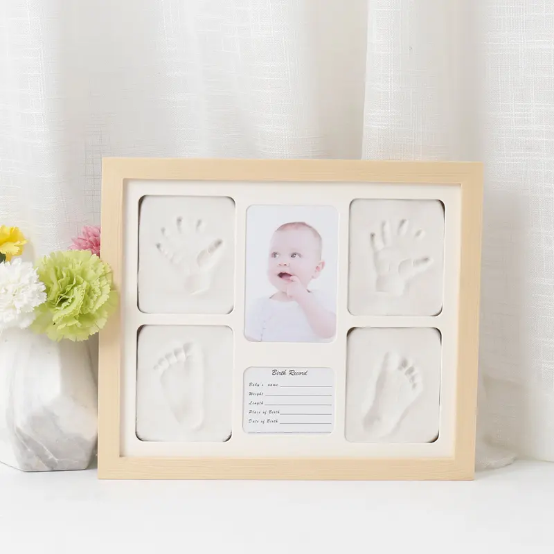 Bebek Handprint çerçeve aile baskı hatıra renkli DIY sanat çerçeve bebek Handprint noel hediyesi