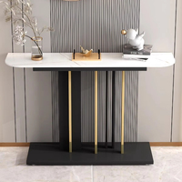 Table basse de salon moderne en fer blanc avec plateau en marbre et structure en acier inoxydable, vente en gros