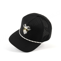 Casquette de golf unisexe à 5 panneaux avec logo personnalisé en PVC 3D, découpe laser, perforations, imperméable, Oxford 100% polyester, sport, baseball