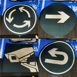 Symboles routiers réfléchissants haute visibilité, rondel, virage à droite, signalisation caméra de recul en U - Product Image 1