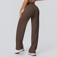 Nouvel Arrivage – Tissu Yoga Double Face Brossé Couleur Unie Taille Haute Ample Respirant Anti-Plis en Spandex/Nylon pour le Yoga