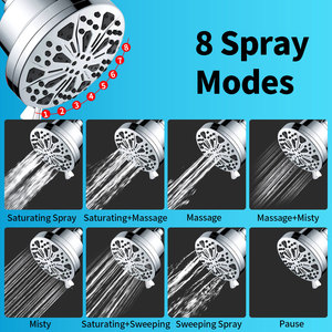 Cabezal de <span class=keywords><strong>Ducha</strong></span> de Pared de Alta Presión con 8 Modos de Rociado, Filtro de Fragancia, Efecto Lluvia, Fijo, de Techo - Product Image 3