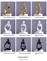 Sculpture de personnage abstrait, statue miniature moderne en résine écologique, ensemble de 3 pièces, décoration de bureau, cadeau de Noël, décoration de la maison ou du bureau