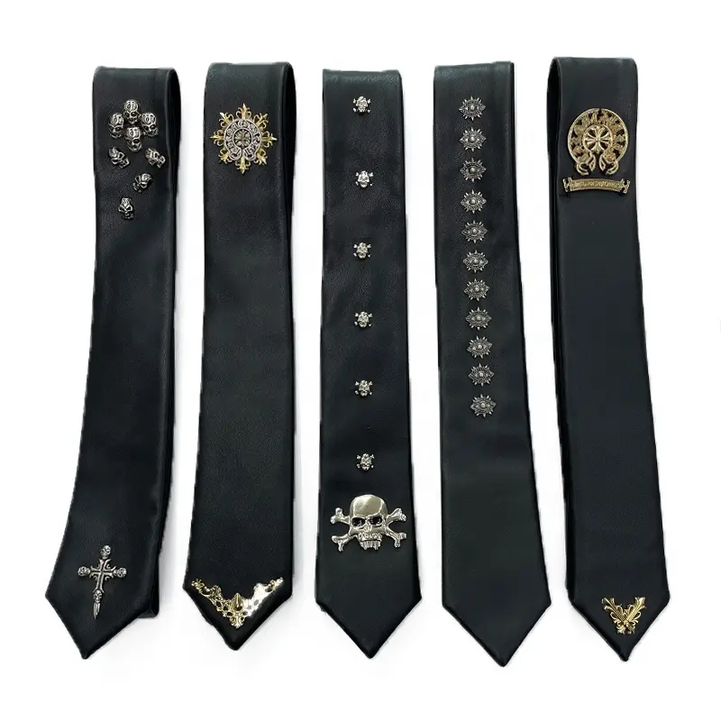 Best quality customize ties cravatte-divertenti black leather tie corbatas de hombre pu leather necktie