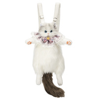 Dropshipping Cadeau Sac à dos pour chat Ragdoll réaliste Sac d'école pour poupée mignonne Cadeau d'anniversaire Jouet en peluche Sac à dos pour chat en peluche