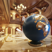 Modèle de globe plaqué en acier inoxydable de 1000 mm pour la décoration d'hôtels et de vacances, style art populaire
