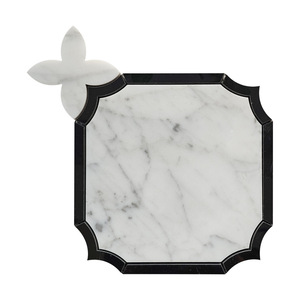 Hiện đại màu trắng đen hoa sang trọng bằng tia nước cắt đá cẩm thạch gạch sáng tạo không thường xuyên nghệ thuật sàn khảm cho phòng sàn gỗ - Product Image 1