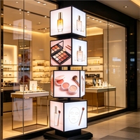 Panneau publicitaire LED sur pied, rectangulaire, à quatre faces, vertical, rotatif, boîte lumineuse à 4 couches, éclairage décoratif d'intérieur