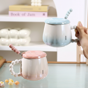 <span class=keywords><strong>Mug</strong></span> en céramique coloré avec couvercle à motif marbré, <span class=keywords><strong>support</strong></span> pour cuillère, impression de logo - Cadeau accompagnant - Product Image 1