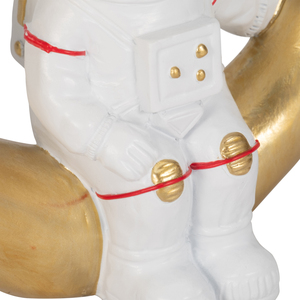 Statuetta di Astronauta con Luna Crescente, Scultura in Poliresina, Decorazione Celeste per Mensole e Tavolini - Product Image 5
