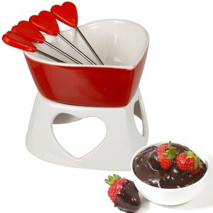 Ensemble de tasses à Fondue <span class=keywords><strong>au</strong></span> chocolat ou <span class=keywords><strong>au</strong></span> <span class=keywords><strong>fromage</strong></span>, kinglang, en céramique, bol amovible avec fourchettes en acier inoxydable, cuisine - Product Image 2