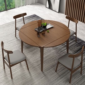 Jinshan có thể gập lại rắn gỗ vòng bàn ăn thiết kế hiện đại Đồ nội thất nhà gỗ tròn ăn bàn Ghế bộ - Product Image 1