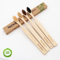 Brosse à dents jetable écologique pré-collée brosse en bambou naturel à poils souples biodégradable emballé individuellement pour un usage domestique