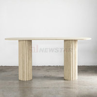 Table console de salon moderne, design personnalisé, longue et étroite, couleur beige, meuble en pierre naturelle, table de console