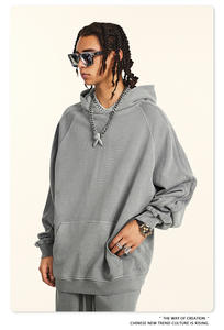 Vente en gros Sweat à capuche unisexe en molleton bouclette épais, personnalisable avec logo, embossé 3D, coupe oversize, effet vintage délavé, collection printemps - Product Image 4