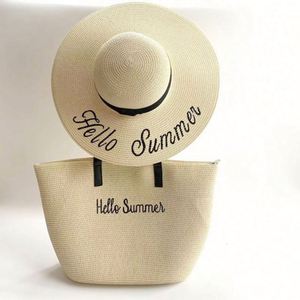Wholesale Women Summer Vacation Beach <b>Bag</b> With <b>Hat</b> Fashion Sombreros De Paja Ladies Embroidery Floppy Straw <b>Hats</b> and <b>Bag</b> Set - Product Image 2