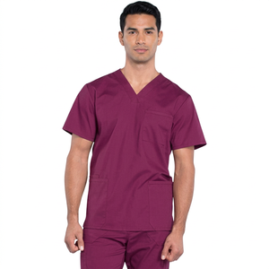 Uniforme Médico para Hombre, Cuello en V, Color Morado, Algodón y Poliéster, Tejido - Product Image 1