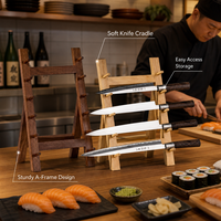 Großhandel Umweltfreundlicher Rechteckiger Sashimi/Yanagiba-Messer-Präsentationsständer Holz-Vitrine für Sushi-Bar und Offene Küche