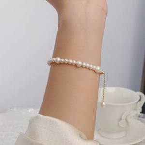 Conjunto de Collar de Perlas Naturales de Agua Dulce con Baño de Oro de 14K, Elegantes Cadenas Religiosas para Bodas de Verano, Diseño Exclusivo para Chicas - Product Image 2