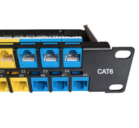 Panel Patch Modular Cat6 48 Port 19 Inch 1U RJ45 8P8C, Jack Keystone Jaringan Cat6 UTP Berlapis Emas, Panel Patch Rak