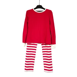 Pijama de algodón a rayas rojas y blancas para vacaciones, pijama familiar de Navidad