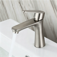 Robinet de lavabo en acier inoxydable chromé, haut, pour lavabo à poser, monotrou, eau chaude et froide, pour salle de bain