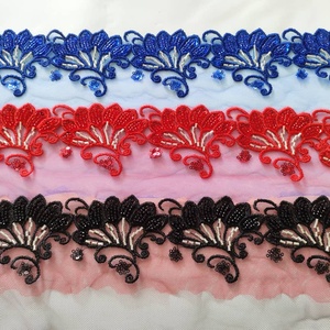 スパンコール刺繍レーストリムカスタム高品質色ポリエステルレースゴールド糸 - Product Image 6
