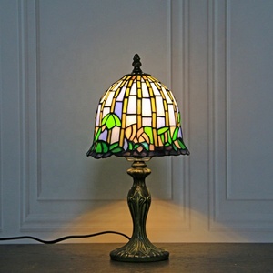 LongHuiJing Stained Glass Lamp Fabulous 8" Water Lily Style Glass Tiffany Home Decor Lamps - Product Image 1
