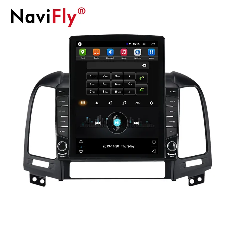 NaviFly 9'' Android 9.0 Quad Core 1+16G TS100 big split screen car multimedia player for Hyundai Santa Fe 2006-2012 Gar radio