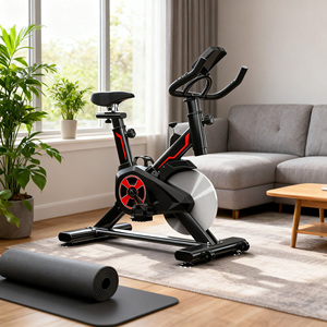Vélo <span class=keywords><strong>d</strong></span>'<span class=keywords><strong>Appartement</strong></span> Compact pour Maison et <span class=keywords><strong>Bureau</strong></span> - Vélo de Spinning Léger avec Patins de Frein en Laine pour Appartements et Fitness au Travail - Product Image 2