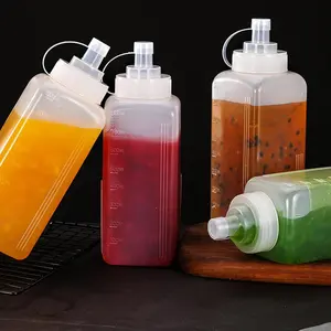 أداة منزلية زجاجة كاتشب بلاستيكية شفافة 800 مل زجاجات قابلة للضغط مخصصة للصلصات والتوابل